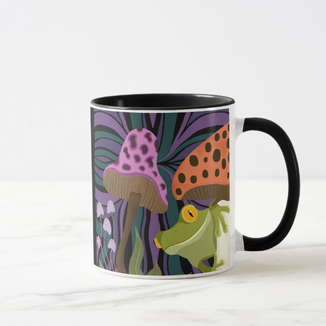 Whimsical Tree Frog And Mushrooms Mug (Right)