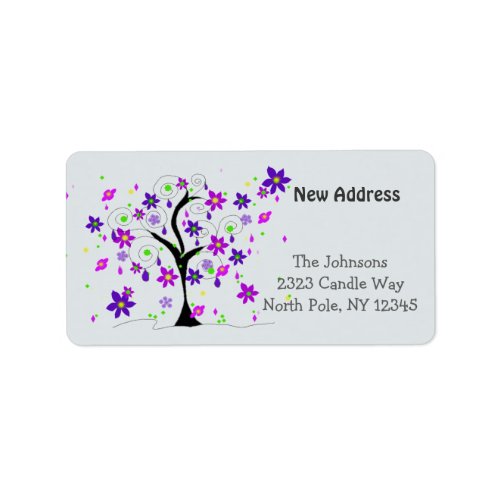 Whimsical Tree New Address Label