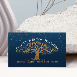Whimsical Tree of Life Coach Holistic Wellness Business Card