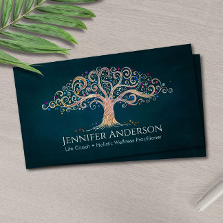 Whimsical Tree of Life Coach Holistic Wellness Business Card