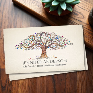 Whimsical Tree of Life Coach Holistic Wellness Business Card