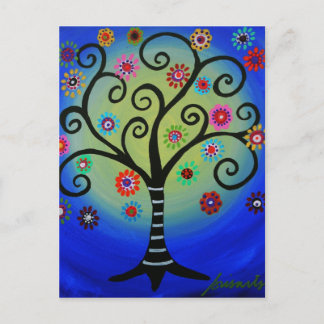 Whimsical Tree of Life Painting Postcard
