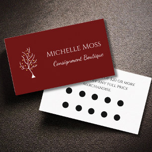 Whimsical Tree of Life Red Customer Discount Loyalty Card