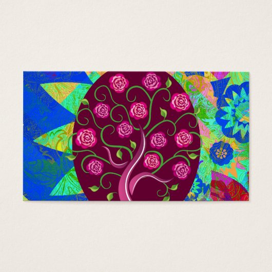 Whimsical Tree of Life Roses Colorful Abstract (Front)