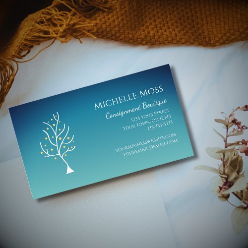 Whimsical Tree of Life Trendy Unique Teal Green  Business Card