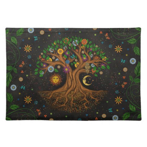 Whimsical Tree of Life _ Yggdrasil Cloth Placemat