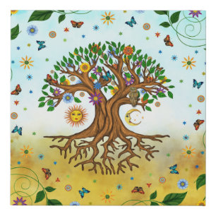 Whimsical Tree of Life - Yggdrasil Faux Canvas Print