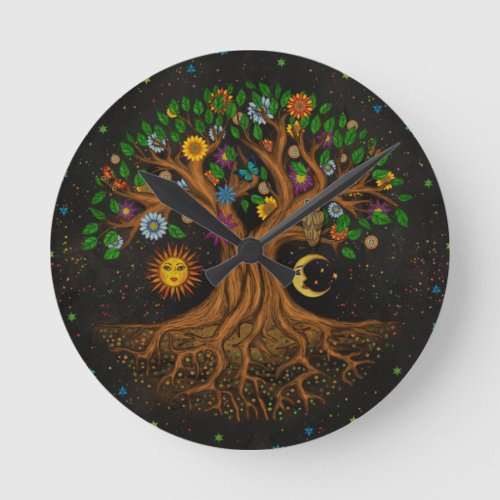 Whimsical Tree of Life _ Yggdrasil Round Clock
