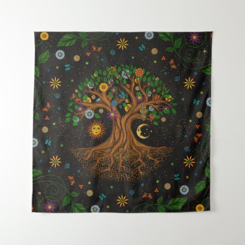 Whimsical Tree of Life _ Yggdrasil Tapestry