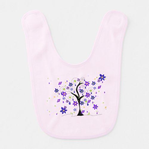 Whimsical Tree with Flowers Baby Bib