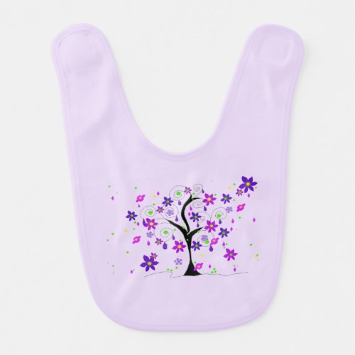 Whimsical Tree with Flowers Bib