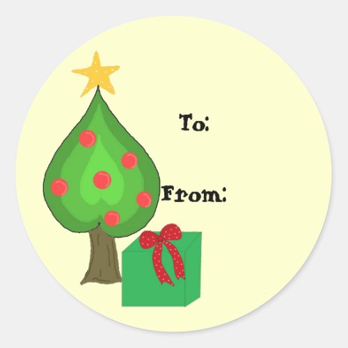 Whimsical Tree With Star Classic Round Sticker