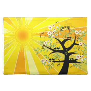 Whimsical Tree With Sunshine Cloth Placemat by NatureTales at Zazzle
