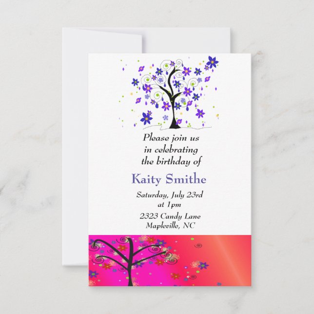 Whimsical Trees Full of Flowers Invitation (Front)