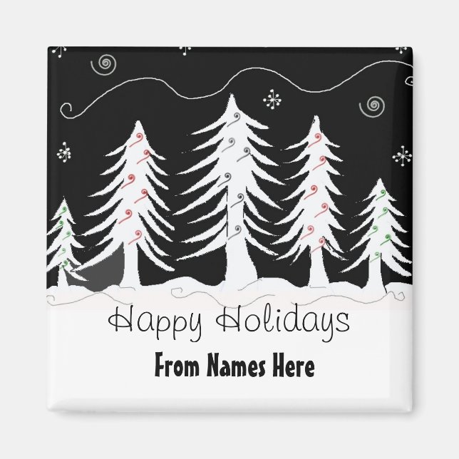 Whimsical Trees in Black and White Magnet (Front)