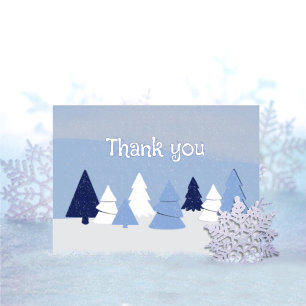 Whimsical Trees in Winter Thank You Card