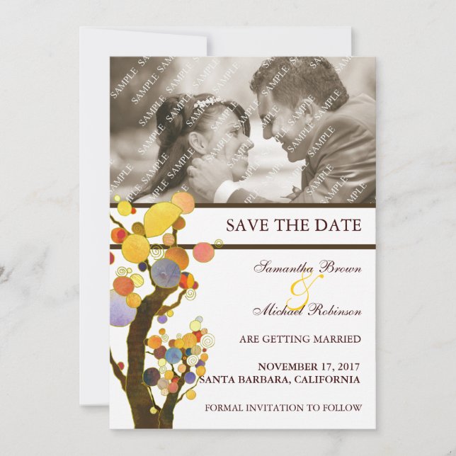 Whimsical Trees: Photo Wedding Save the Date (Front)