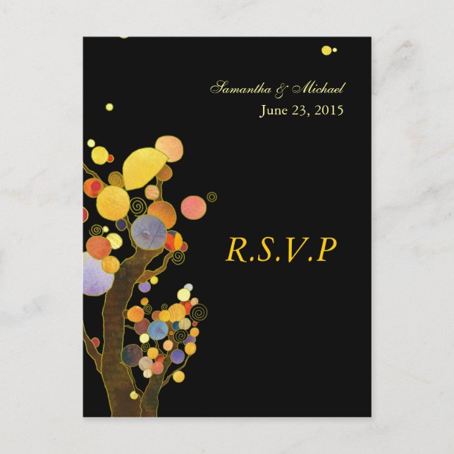 Whimsical Trees: RSVP Wedding Response Cards (Front)
