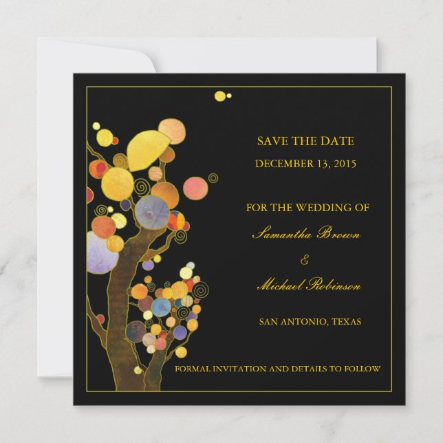 Whimsical Trees Save the Date Wedding Invitations (Front)