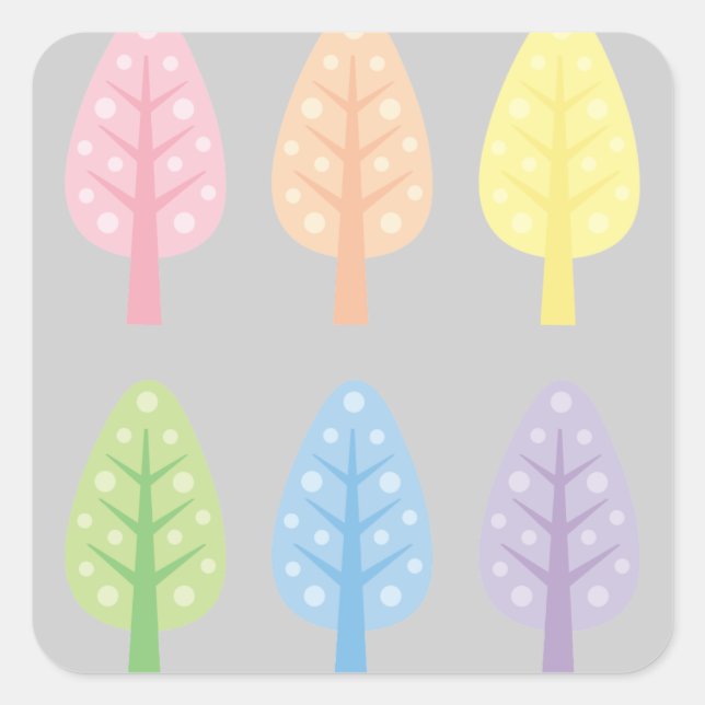 Whimsical Trees Square Sticker (Front)