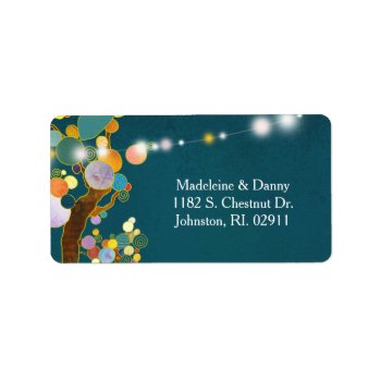 Whimsical Trees Teal Wedding Address Label by BridalHeaven at Zazzle