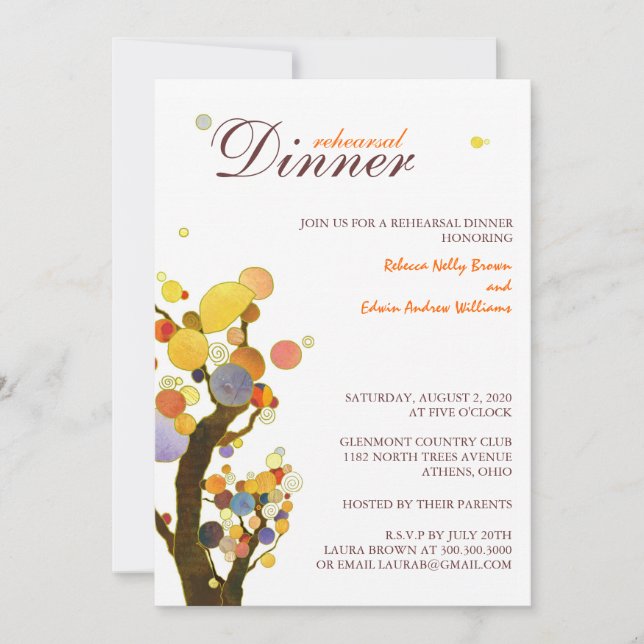 Whimsical Trees Wedding Rehearsal Dinner Invitation (Front)