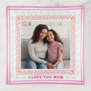 Whimsical Trellis, Dots and Photo   Love You Mom Trinket Tray