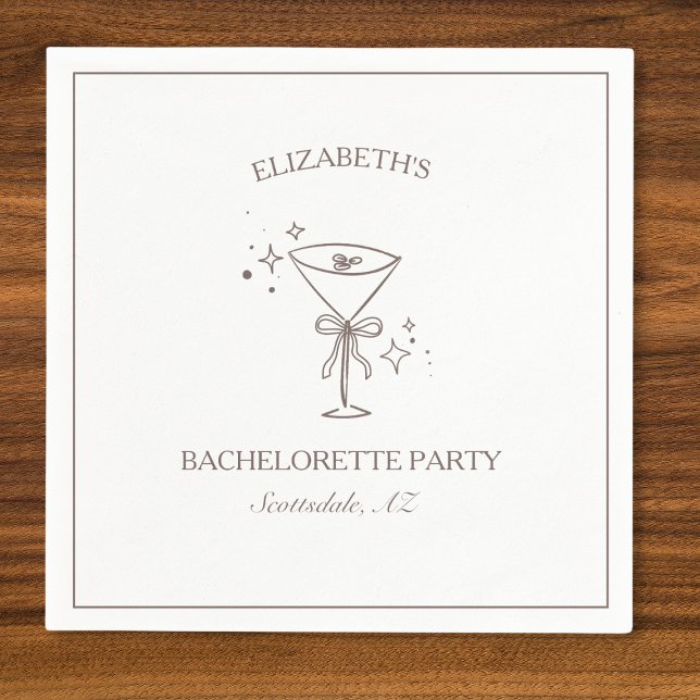 Whimsical Trendy Fun Espresso Martini Bachelorette Napkins (Custom Espresso Martini Bachelorette Napkins for Trendy Chic Parties - Elegant and Personalized)