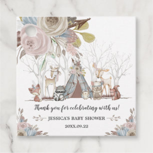 Whimsical Tribal Woodland Animals Baby Shower Girl Favor Tags