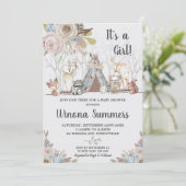 Whimsical Tribal Woodland Animals Baby Shower Girl Invitation (Standing Front)