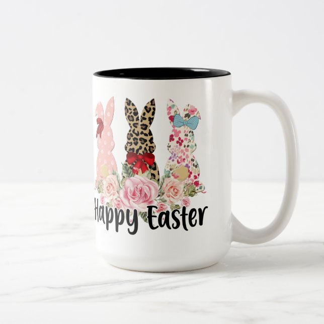 Whimsical Trio of Easter Bunnies Mug (Right)