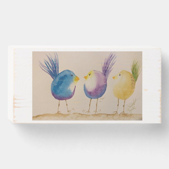 Whimsical Trio  Wooden Box Sign (Front Horizontal)