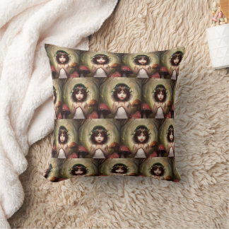 whimsical trippy mushroom lovers throw pillow