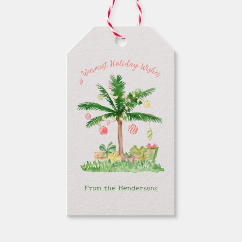 Whimsical Tropical Christmas Lights Holiday Scene Gift Tags