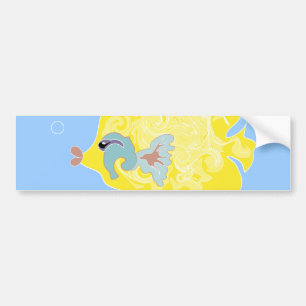 Whimsical Tropical Fish Ocean Art Bumper Sticker