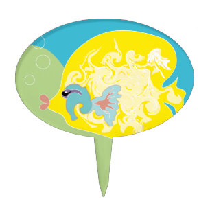 Whimsical Tropical Fish Ocean Art Cake Topper