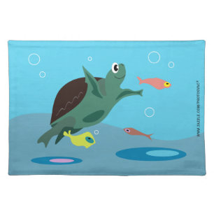 Whimsical Tropical Fish Ocean Art Cloth Placemat