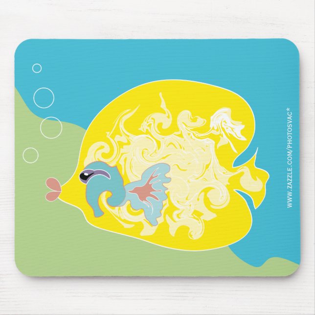 Whimsical Tropical Fish Ocean Art Mouse Pad (Front)