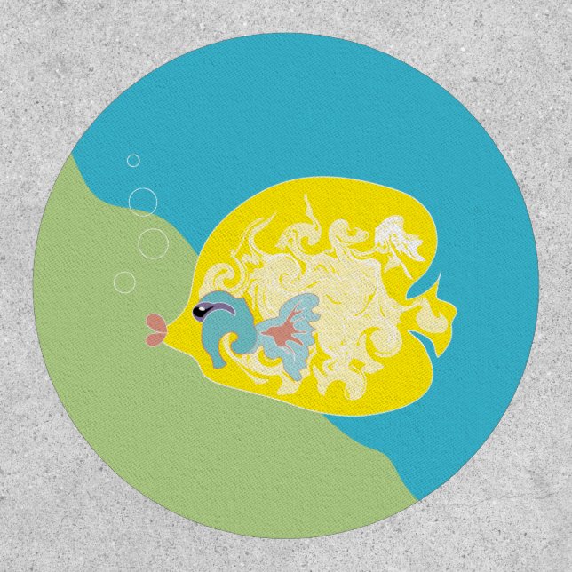 Whimsical Tropical Fish Ocean Art Patch (Front)