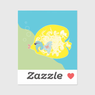 Whimsical Tropical Fish Ocean Art Sticker