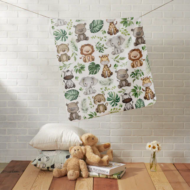 Whimsical Tropical Jungle Safari Wild Animals Boy Baby Blanket | Zazzle