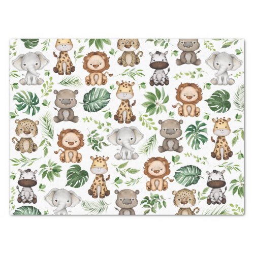 Whimsical Tropical Jungle Safari Wild Animals Tissue Paper