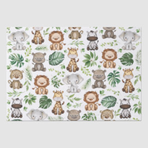 Whimsical Tropical Jungle Safari Wild Animals Tissue Paper