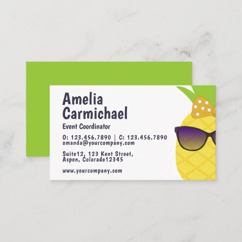 Whimsical Tropical Pineapple Business Card