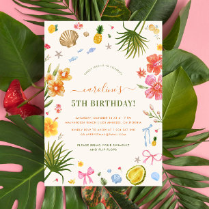 Whimsical Tropical Summer Kid's Birthday Party Invitation