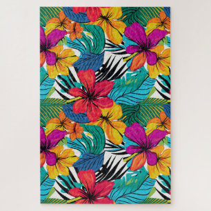 Whimsical Tropical Watercolor Florals Jigsaw Puzzle