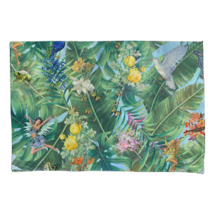 Whimsical Tropical World of Fairies, & Butterflies Pillow Case