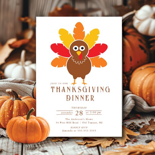 Whimsical Turkey Thanksgiving Invitation