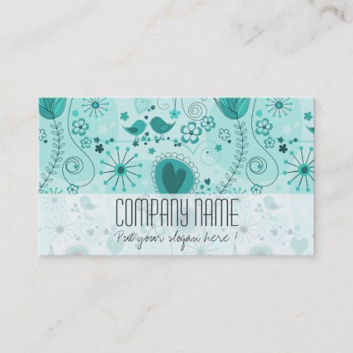 Whimsical Garden in Turquoise Business Card