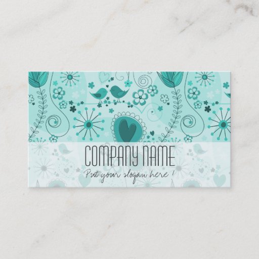 Customizable Whimsical Garden in Turquoise Business Card